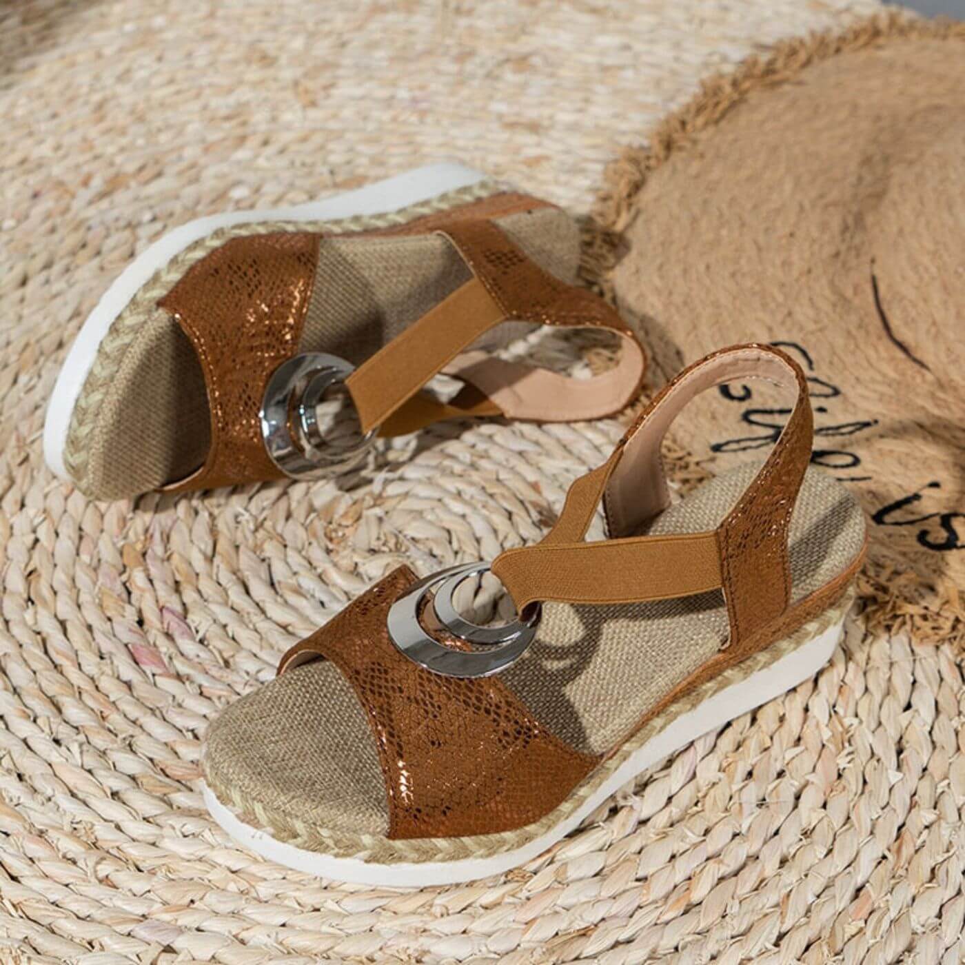 Mia | Women's Platform Espadrille Sandals Cream Buckle