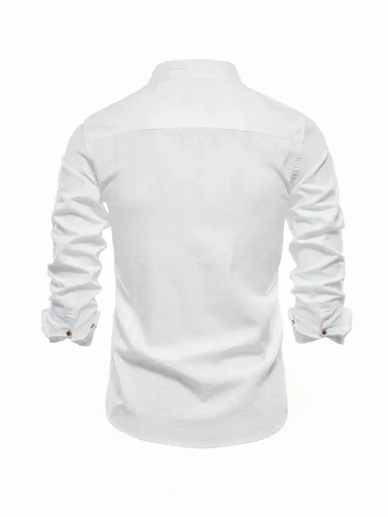 Axel | Men's Button Up Shirt White Long Sleeve
