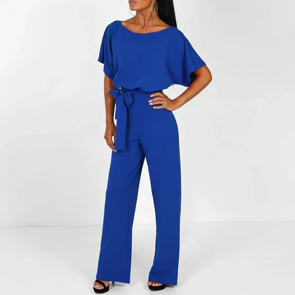 Isla | Women's Wide Leg Jumpsuit Cream Belted