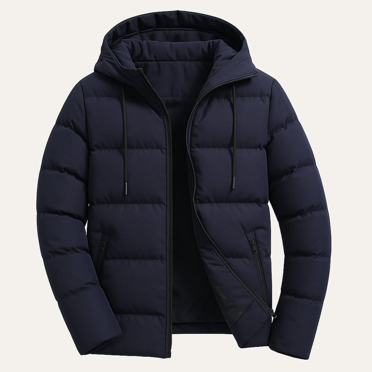 Bram | Men's Puffer Jacket Navy Hooded Quilted Winter Coat
