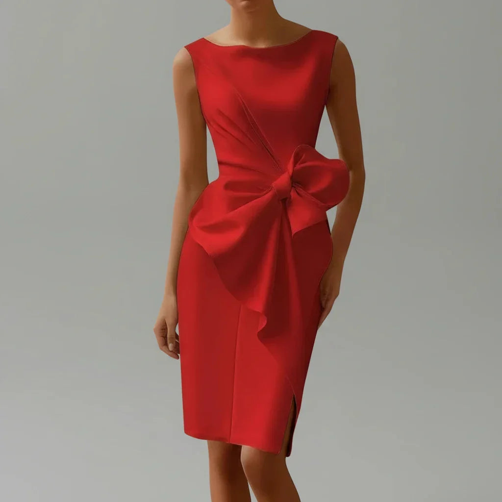 Remy | Women's Bow Tie Midi Dress Black