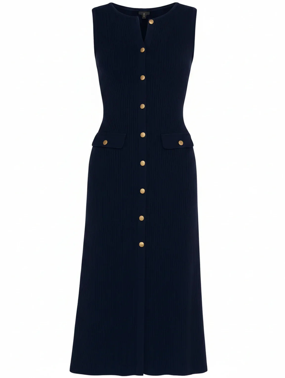Maeve | Women's Midi Dress Button Front Black Knit