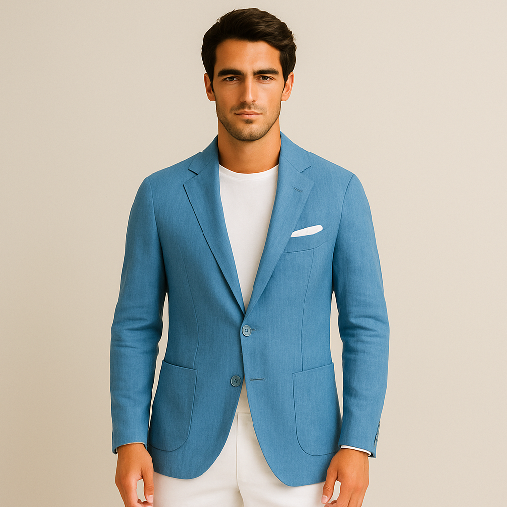Axel | Men's Linen Blazer Cream Smart Casual Single Breasted