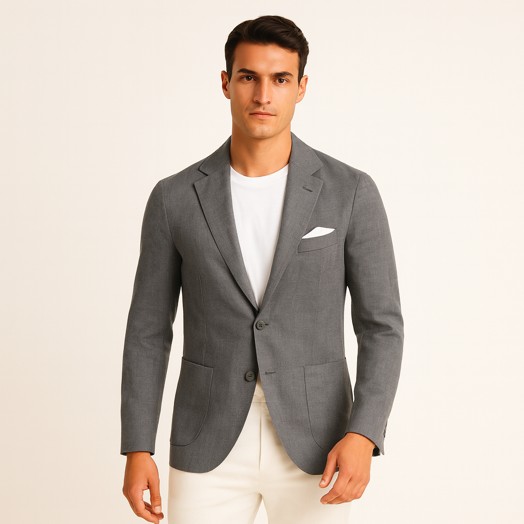 Axel | Men's Linen Blazer Cream Smart Casual Single Breasted