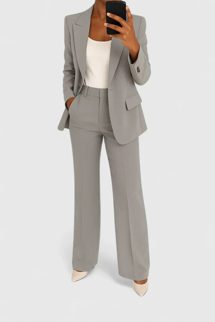 Alma | Women's Tailored Blazer Pants Set Blue Gray