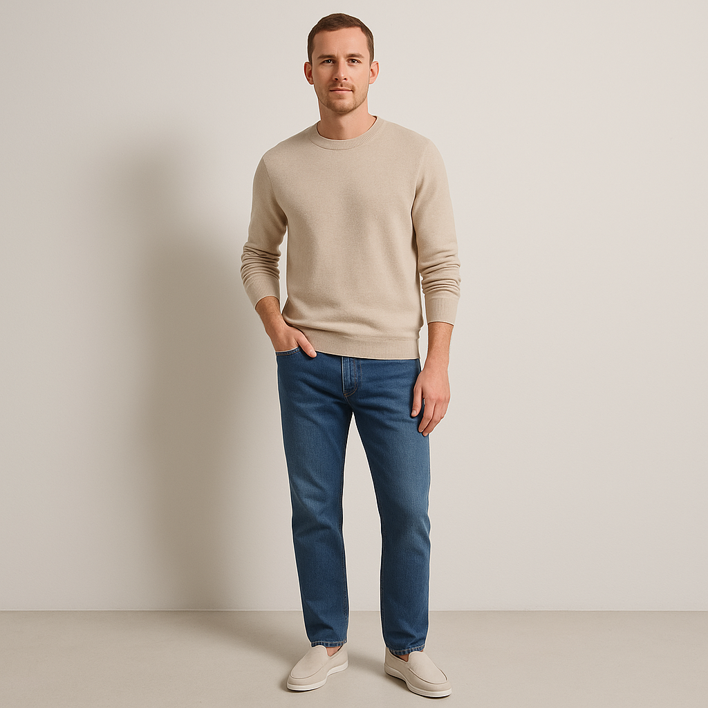 Axel | Men's Suede Loafer Cream Casual Slip On