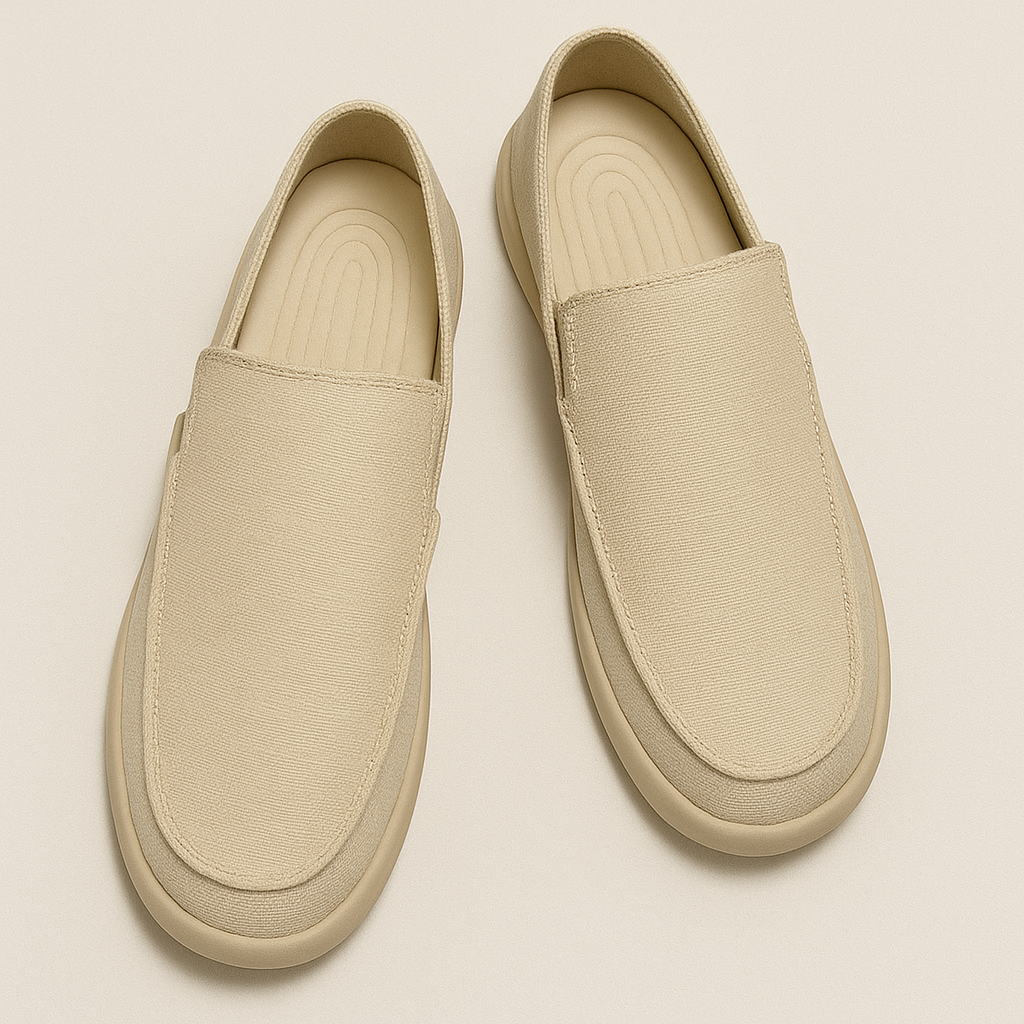 Ines | Men's Canvas Slip On Loafer Gray Comfort Shoes