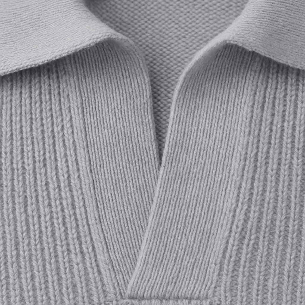 Beau | Men's Ribbed Polo Collar Sweater Gray Long Sleeve