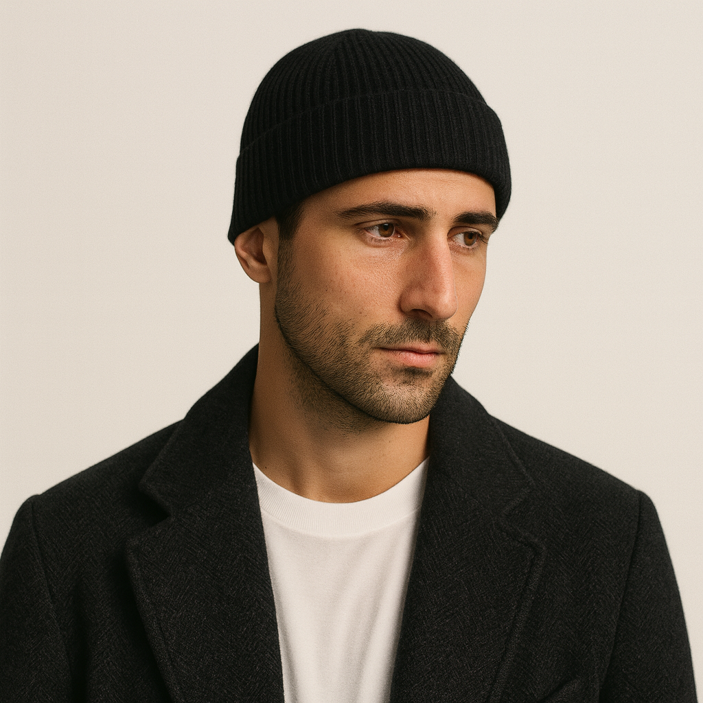 Bram | Men's Ribbed Knit Beanie Black