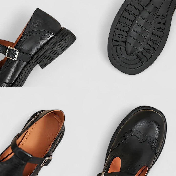 Ayla | Women's Brown Leather Mary Jane Flats Comfort Shoes