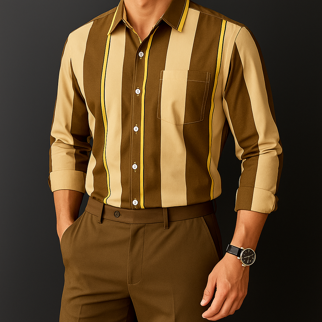 Axel | Men's Striped Button Up Shirt White Black
