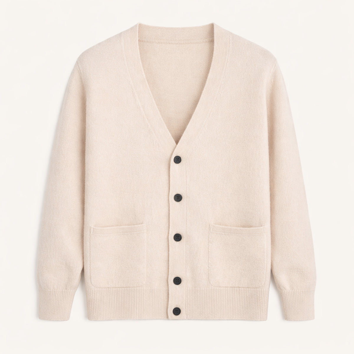 Bram | Men's Cashmere Cardigan Taupe V Neck Button Front