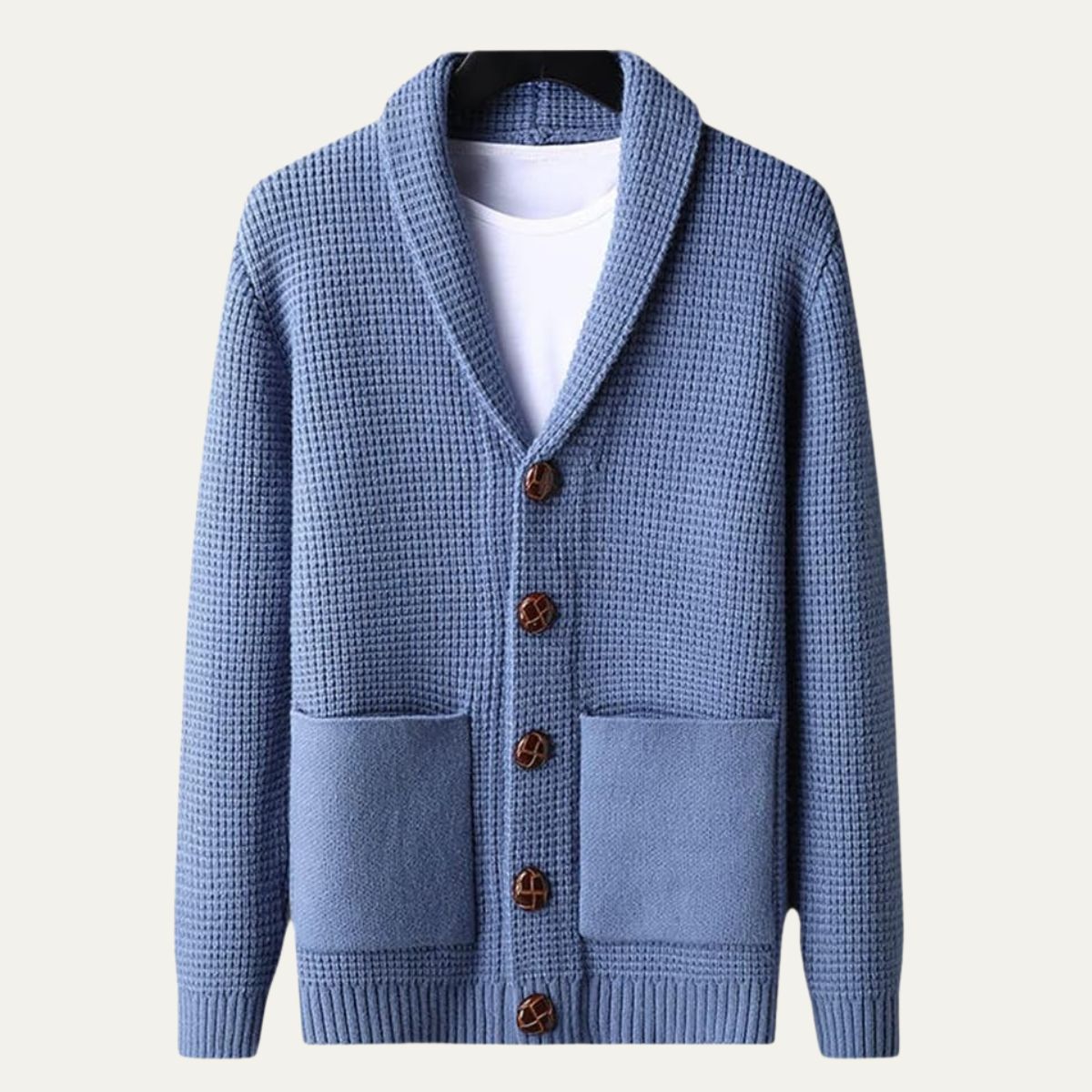 Ash | Men's Cardigan Sweater Black Shawl Collar Button Up