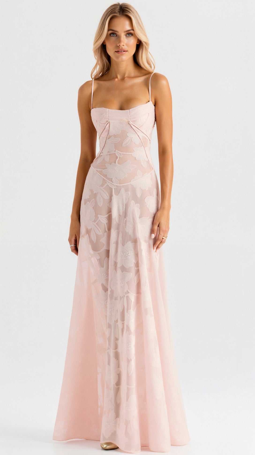 Margot | Women's Lace Maxi Dress Black Spaghetti Strap