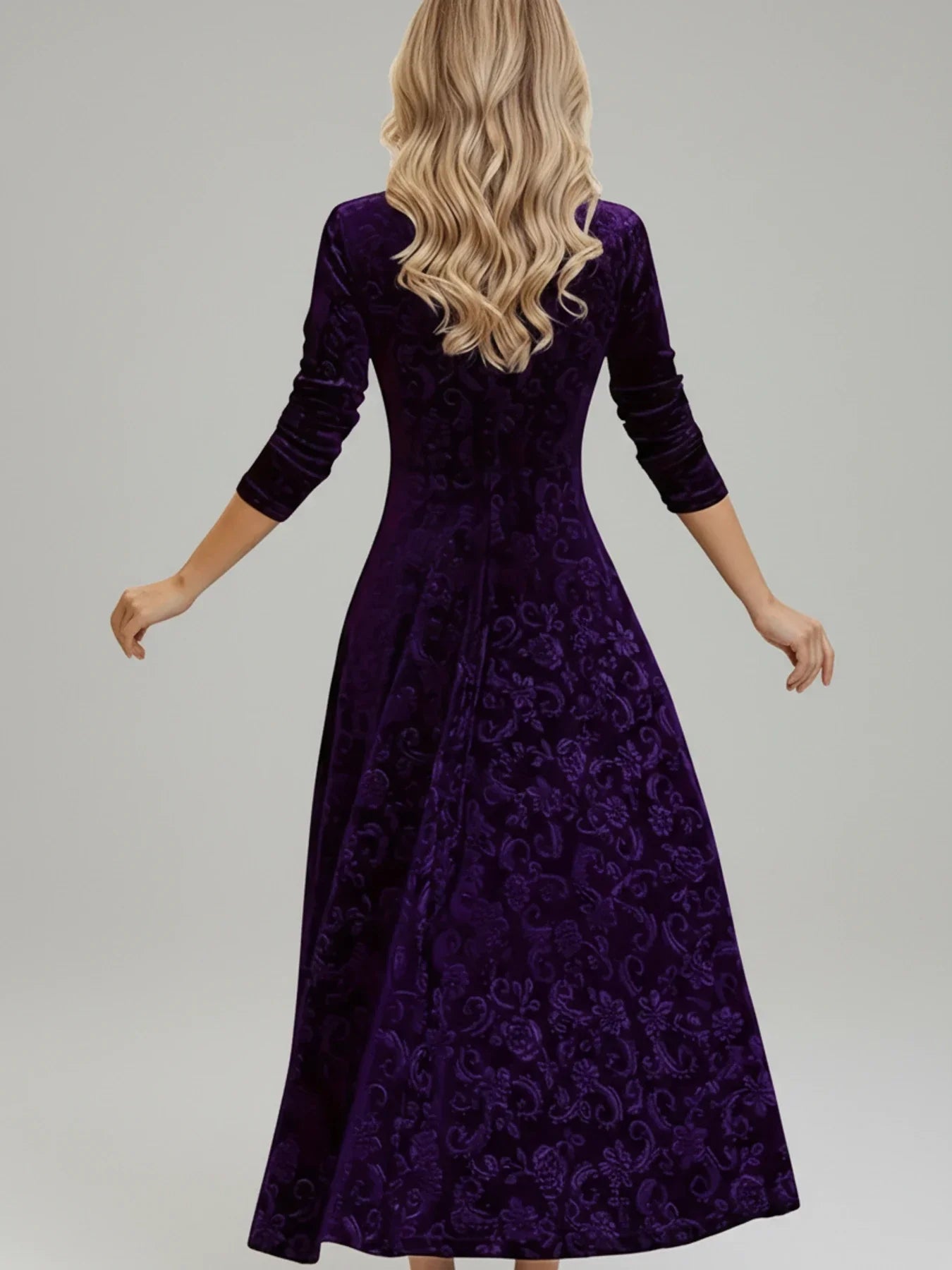 Nola | Women's Velvet Maxi Dress Square Neck Burgundy