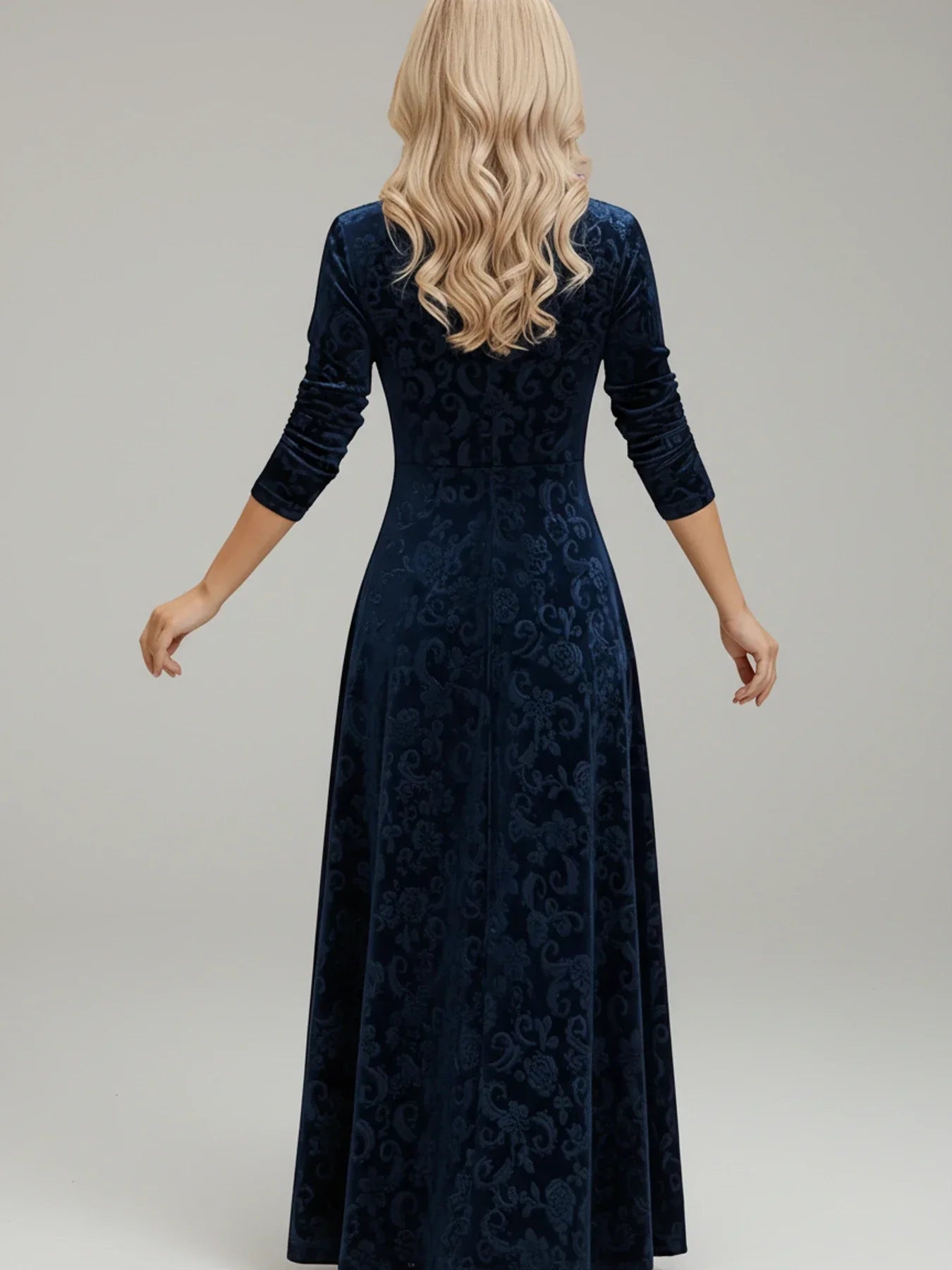 Nola | Women's Velvet Maxi Dress Square Neck Burgundy