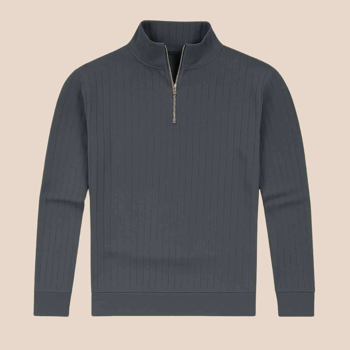 Axel | Men's Quarter Zip Sweater Cream Ribbed Mock Neck