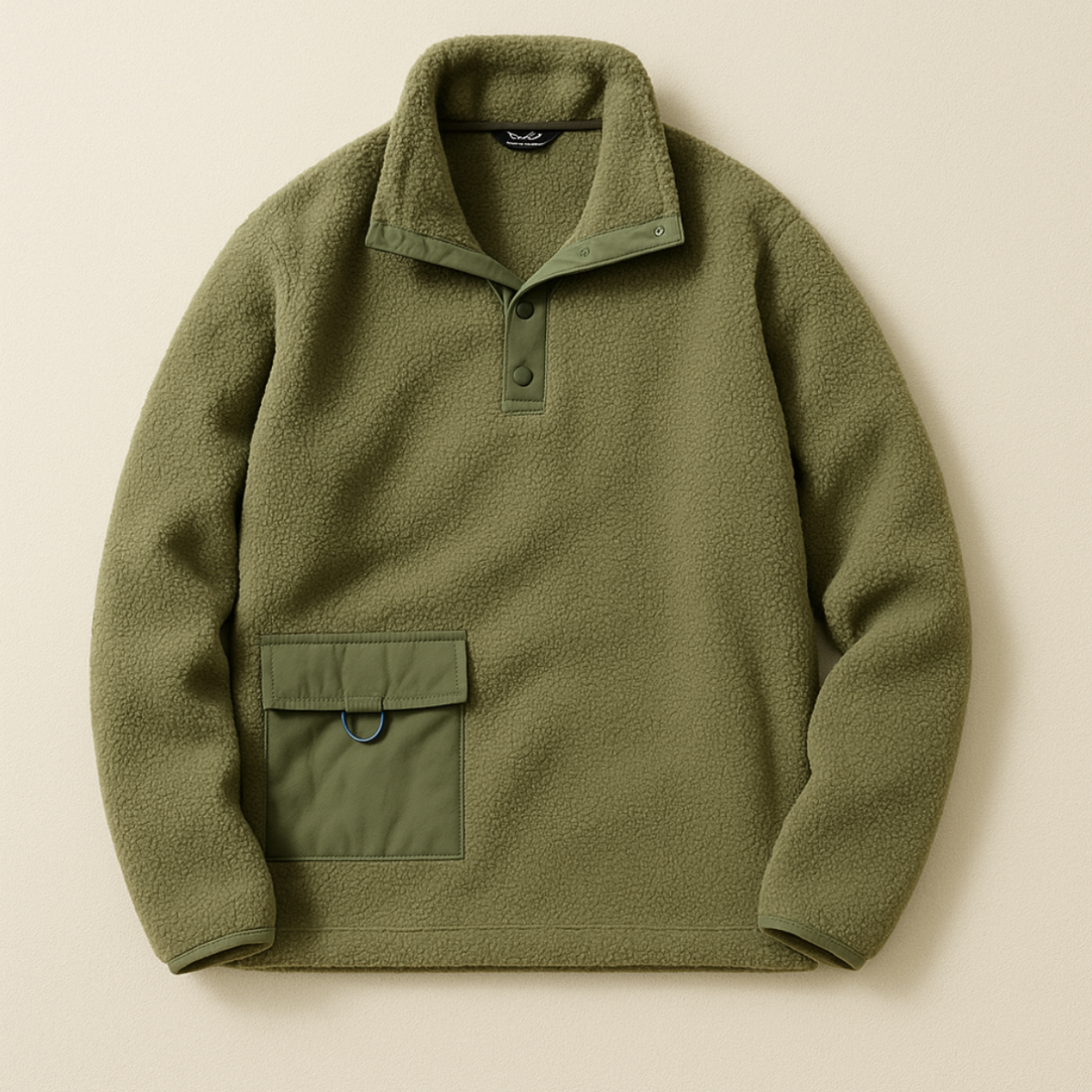 Elise | Men's Quarter Zip Sweater Olive Green Cargo Pocket