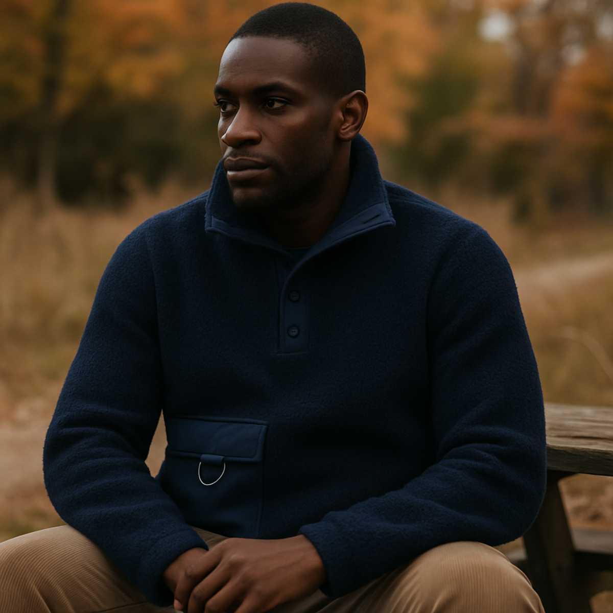 Rosa | Men's Fleece Pullover Sage Green Cargo Pocket