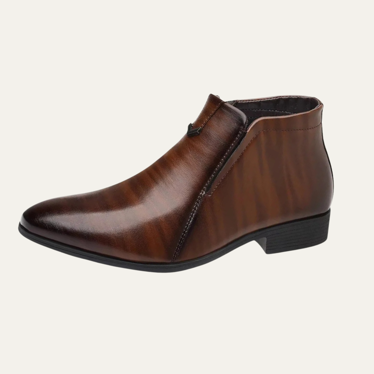 Axel | Men's Leather Ankle Boots Brown Zip Up Dress Shoes