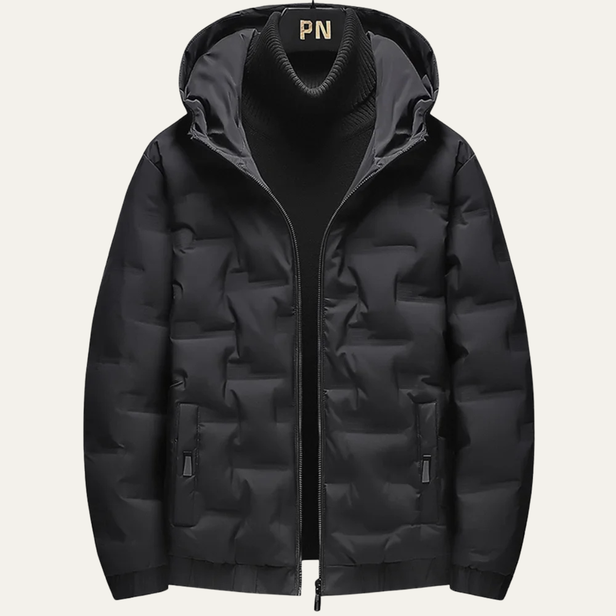 Axel | Men's Puffer Jacket Black Hooded Quilted Winter Coat