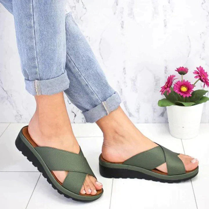 Nina | Women's Slide Sandals White Comfort Orthopedic