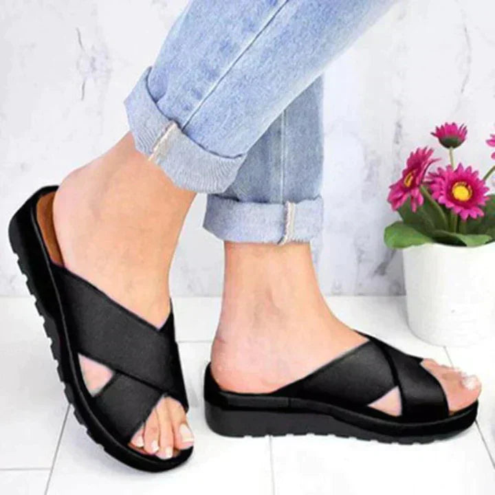 Nina | Women's Slide Sandals White Comfort Orthopedic