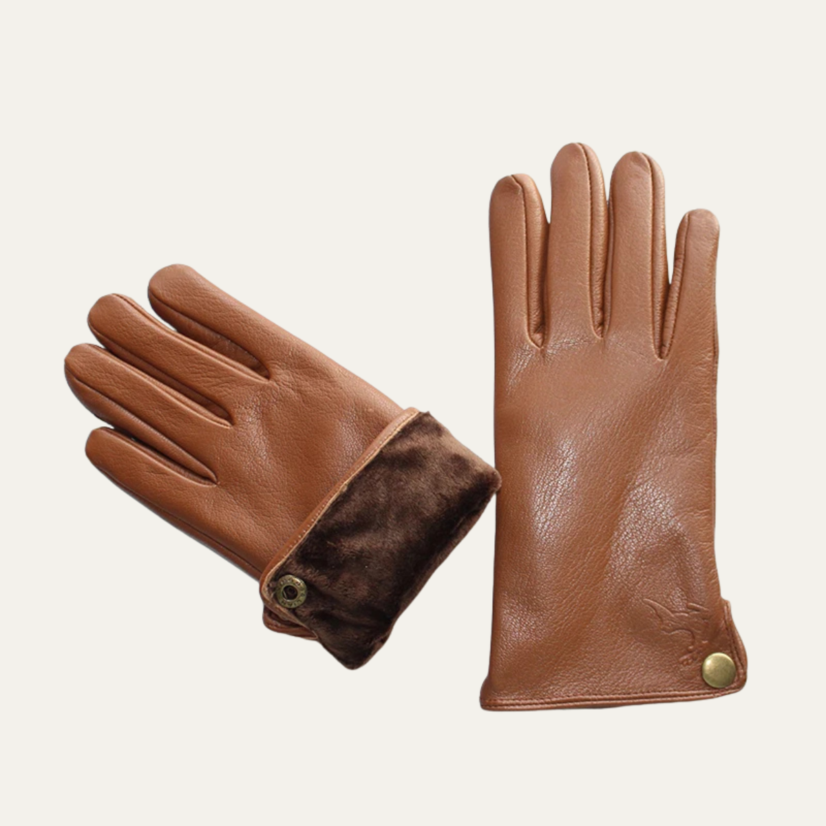 Vance | Men's Leather Gloves Brown Velvet Lining