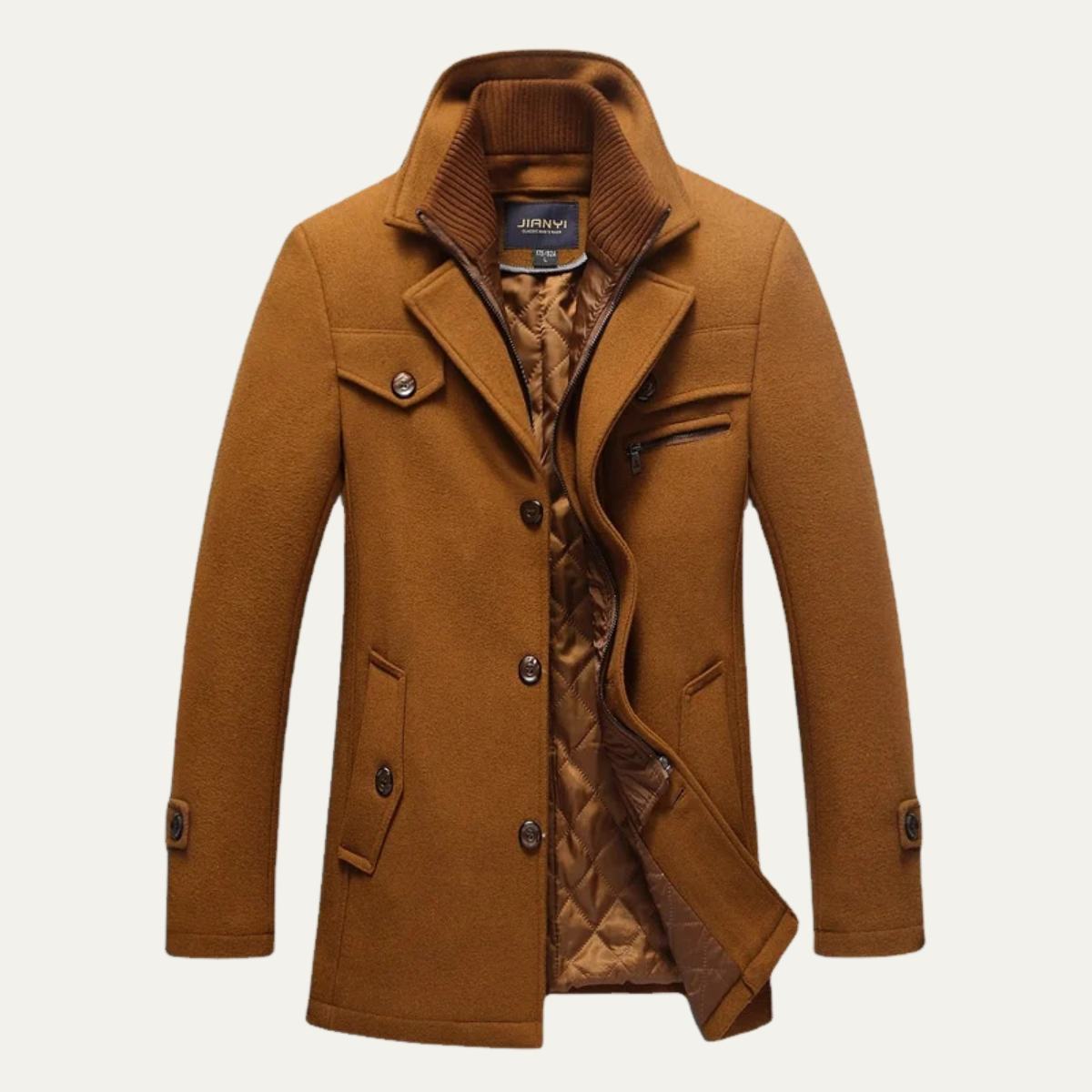 Callum | Men's Smart Casual Wool Blend Camel Coat With Quilted Liner