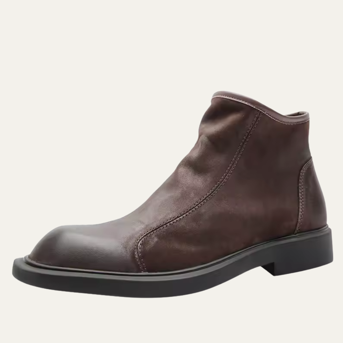 Voss | Men's Leather Ankle Boots Brown Zip Up