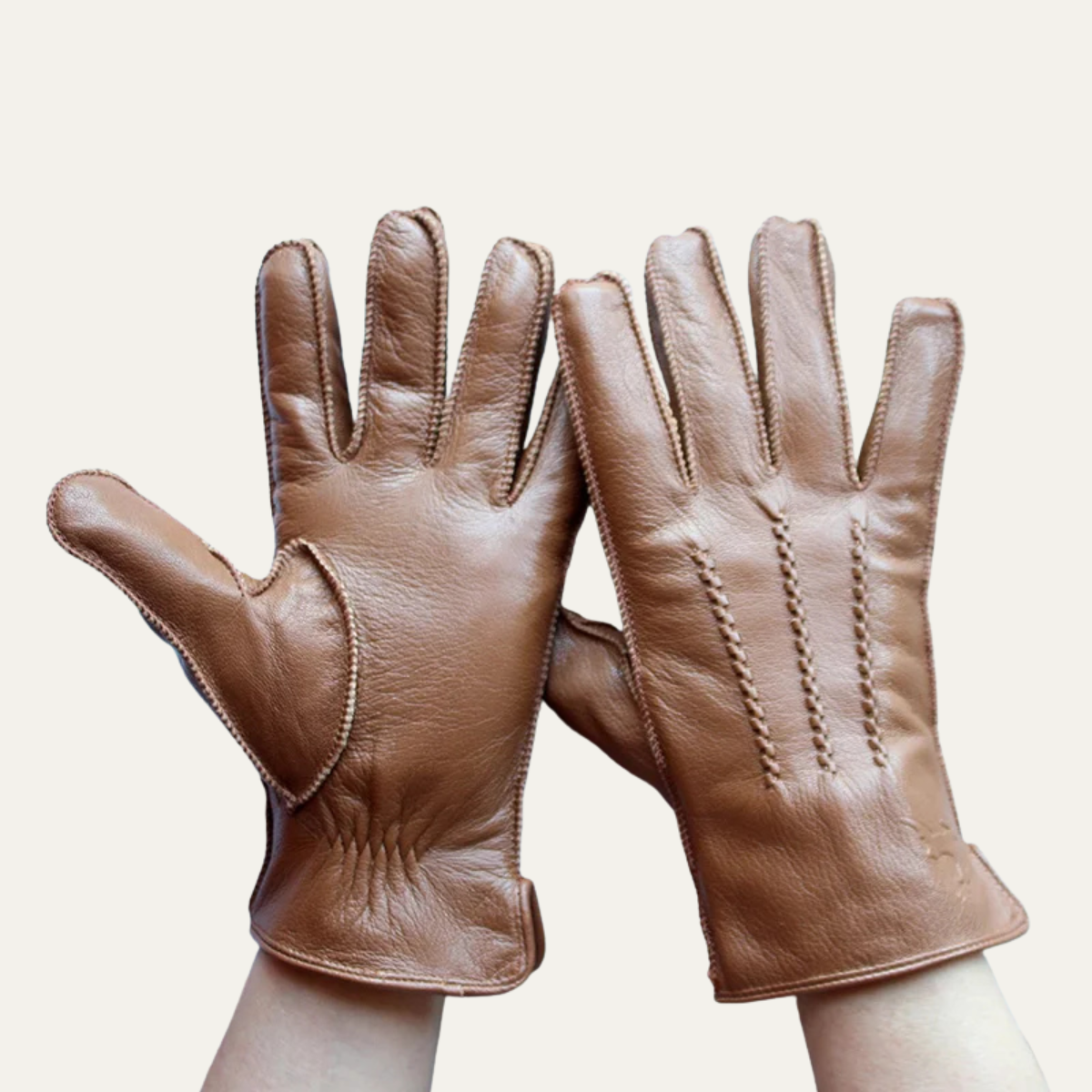Vance | Men's Leather Gloves Brown Velvet Lining