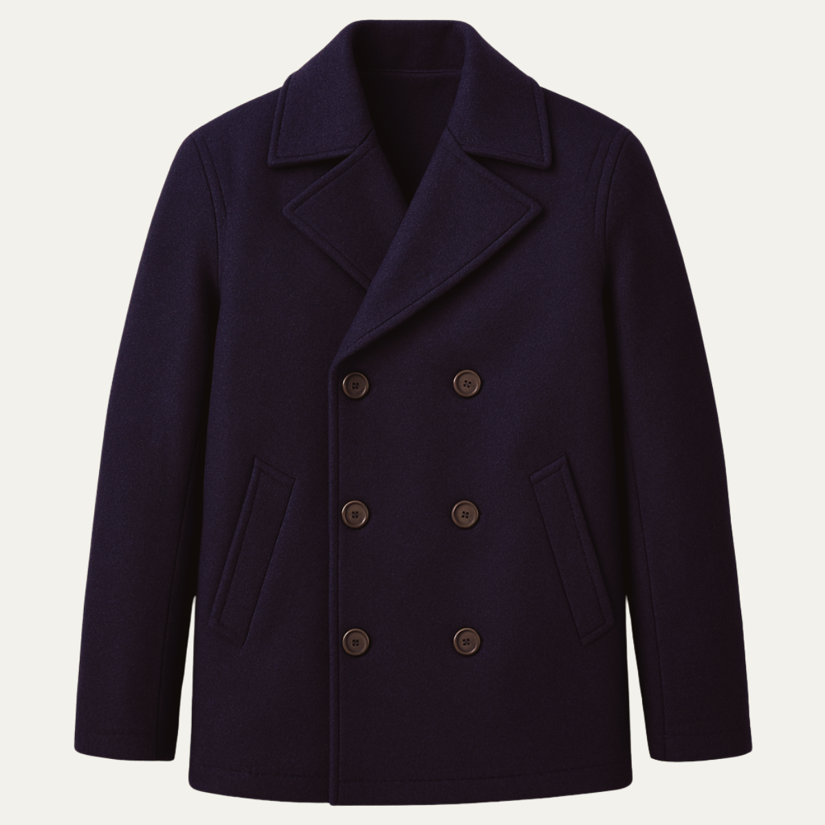 Rhys | Men's Double Breasted Wool Pea Coat Navy
