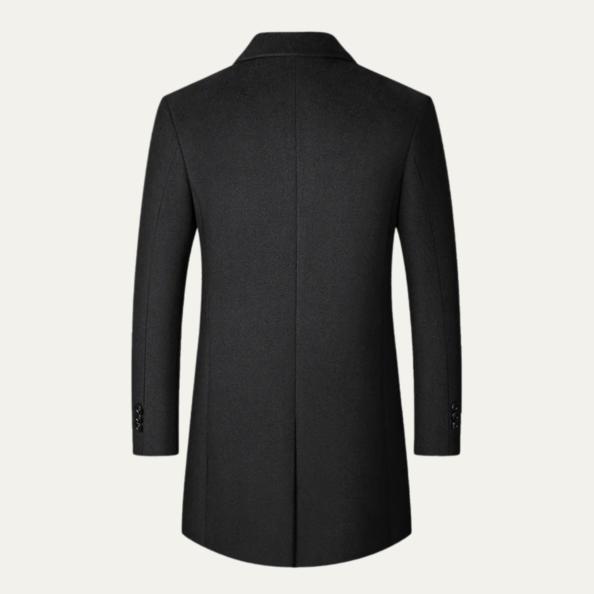 Axel | Men's Wool Long Coat Black Quilted Lining