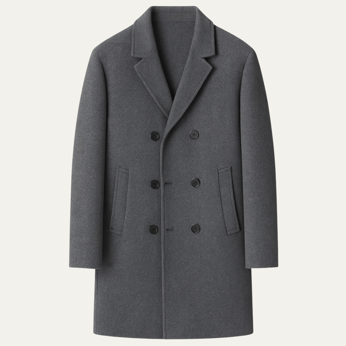 Bram | Men's Double Breasted Wool Coat Gray Long