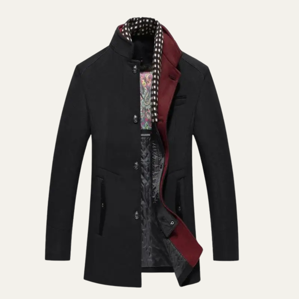 Ash | Men's Smart Casual Wool Overcoat Navy Camel Lined