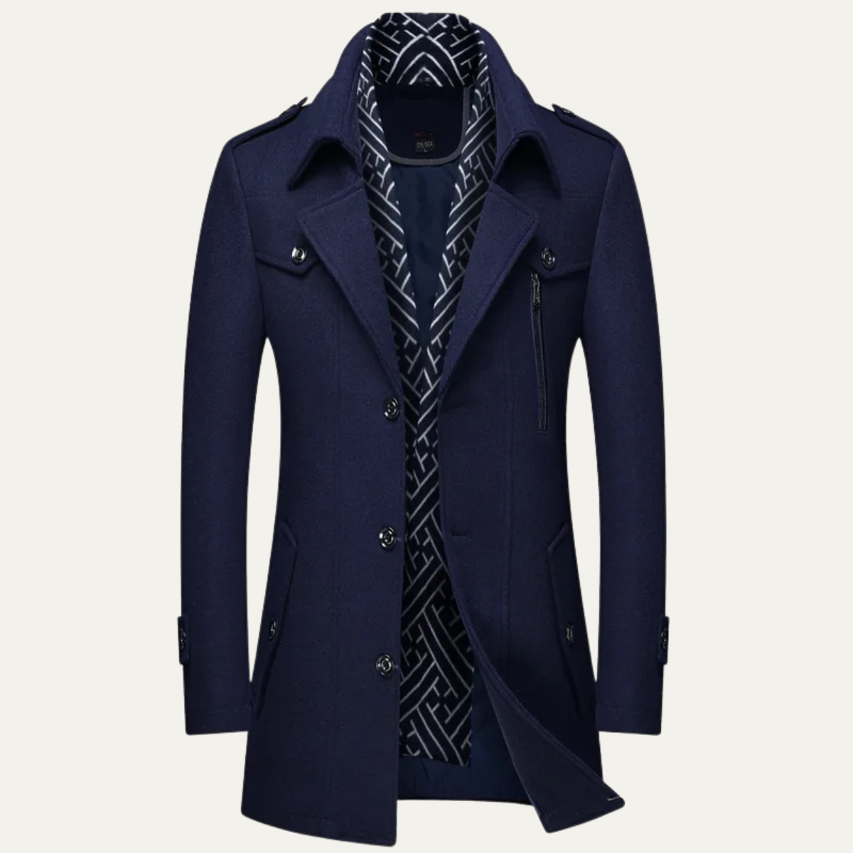Voss | Men's Smart Double Breasted Wool Coat Black