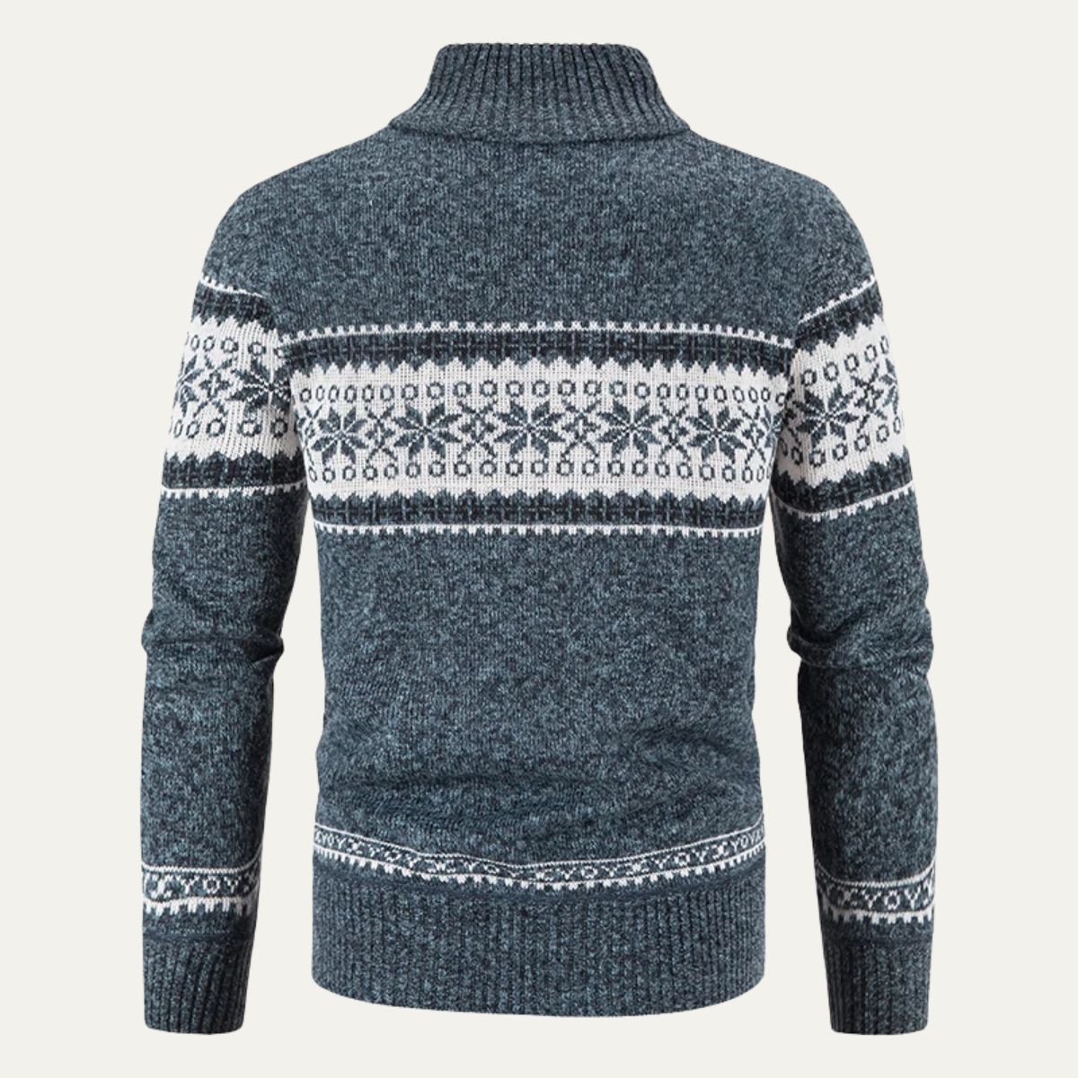 Ezra | Men's Fleece Lined Cardigan Gray White Snowflake Zip Up
