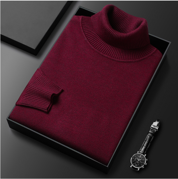 Axel | Men's Turtleneck Sweater Light Blue Ribbed Knit