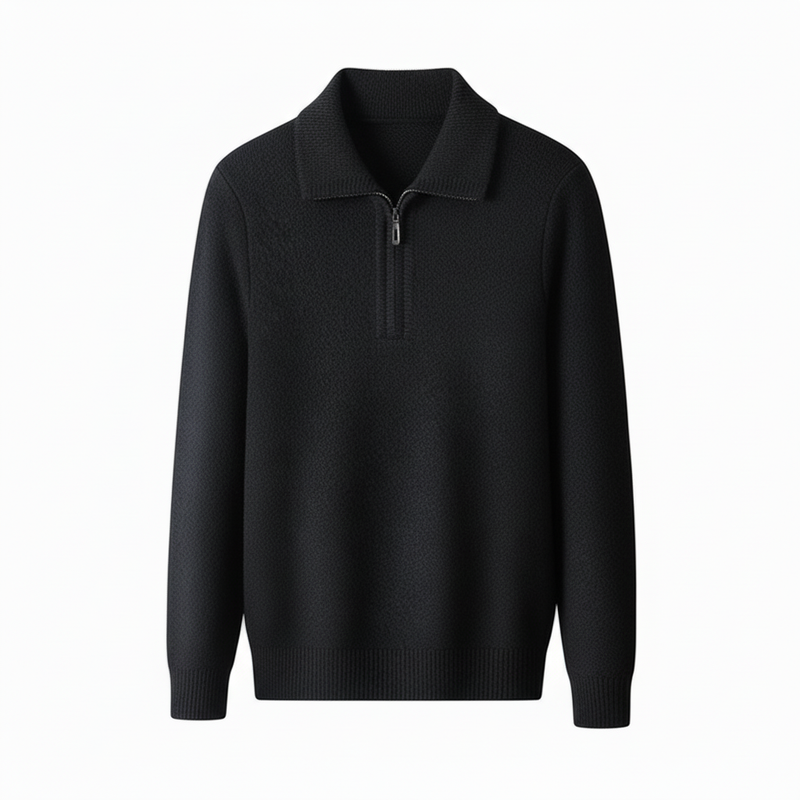 Axel | Men's Quarter Zip Sweater Navy Cotton Blend