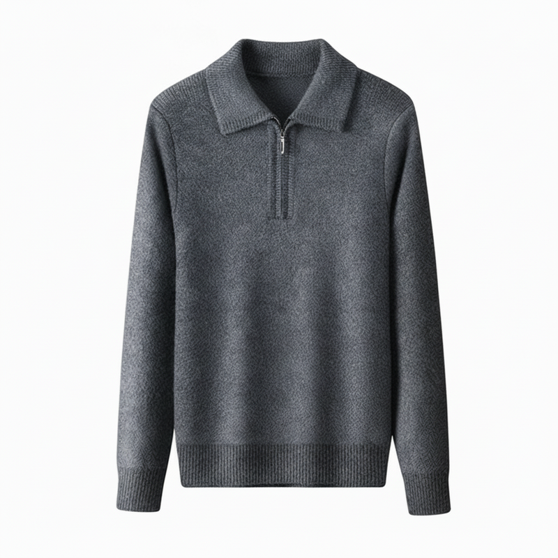 Axel | Men's Quarter Zip Sweater Navy Cotton Blend