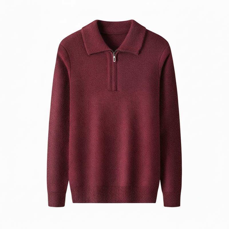 Axel | Men's Quarter Zip Sweater Navy Cotton Blend