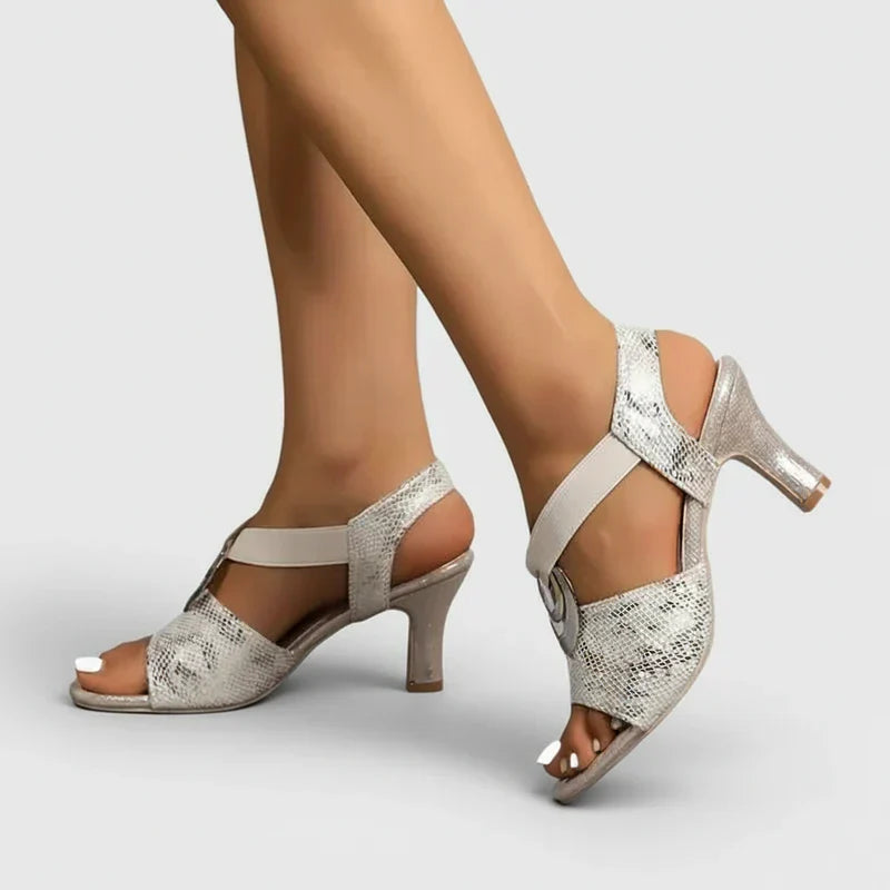 Ivy | Women's Black Slingback Heels Metallic Accent Comfort Fit