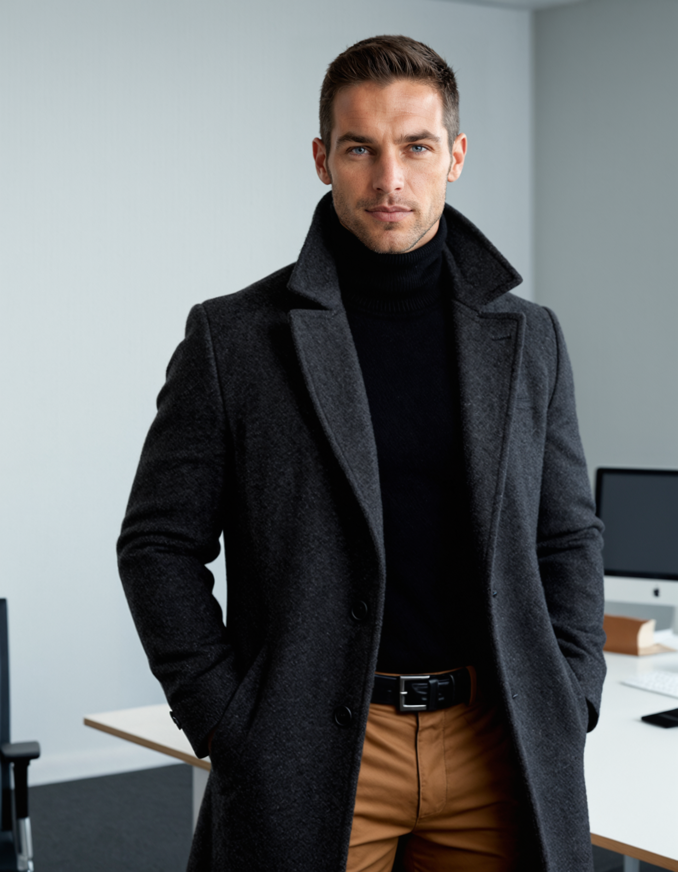 Castor | Men's Wool Overcoat Gray Charcoal Classic Tailored