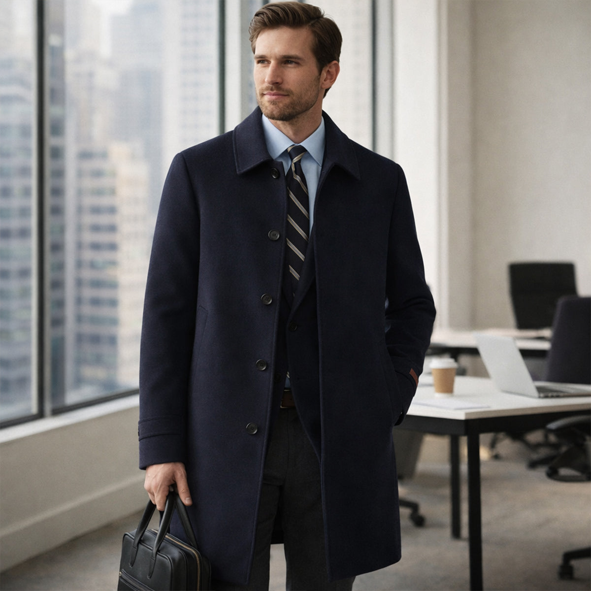 Axel | Men's Smart Casual Overcoat Black