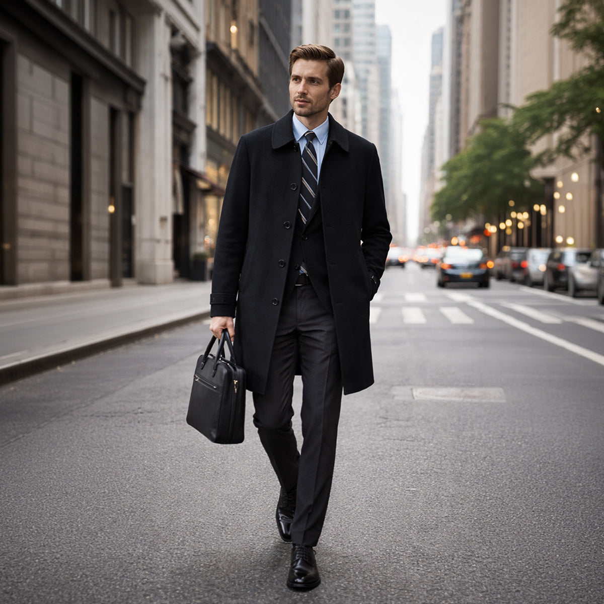 Axel | Men's Smart Casual Overcoat Black