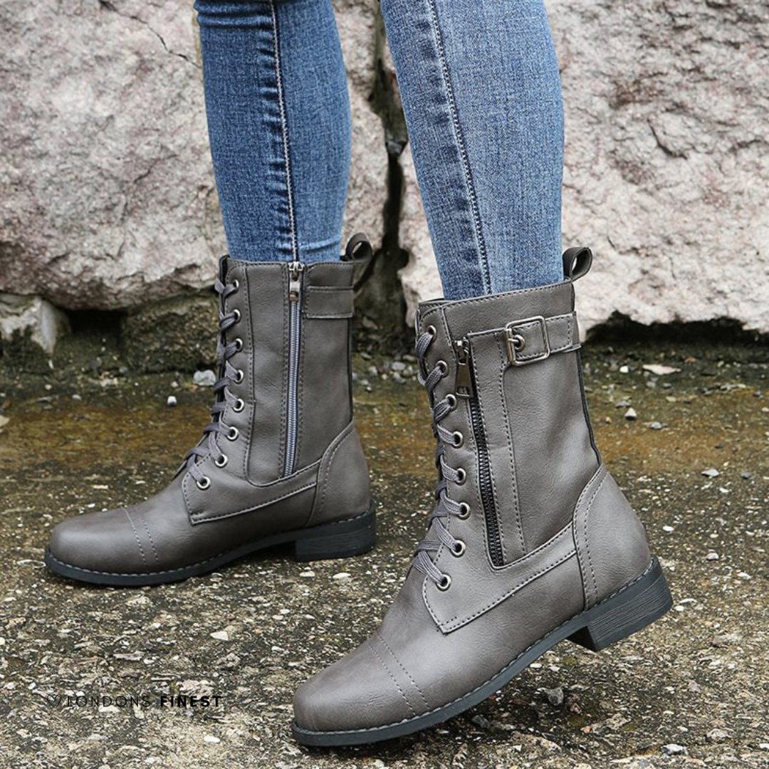 Rue | Women's Lace Up Combat Boots Black Ankle