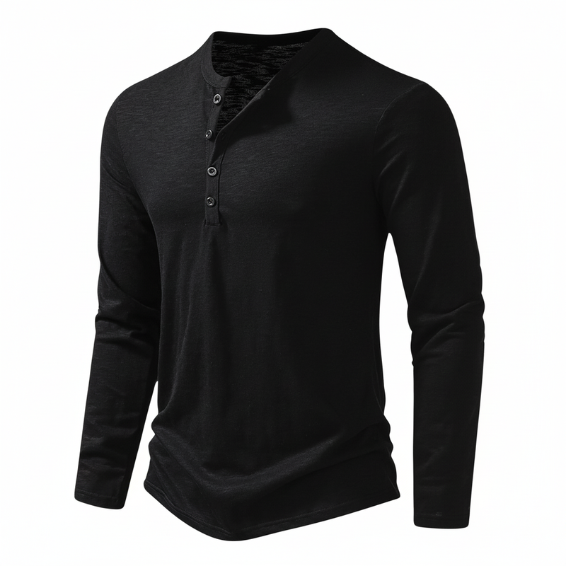 Tate | Men's Long Sleeve Henley Shirt Gray