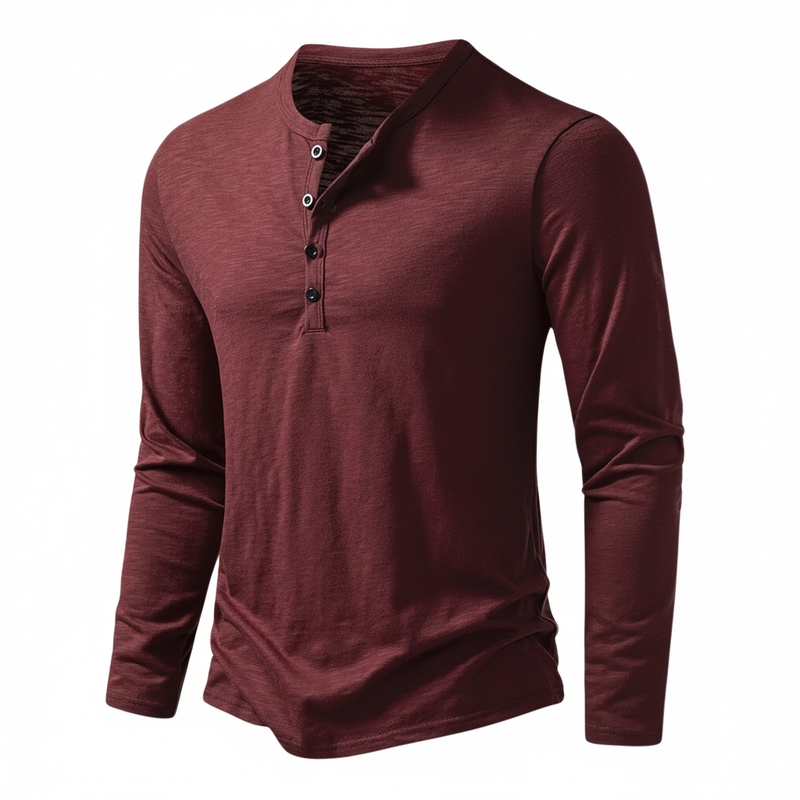 Tate | Men's Long Sleeve Henley Shirt Gray