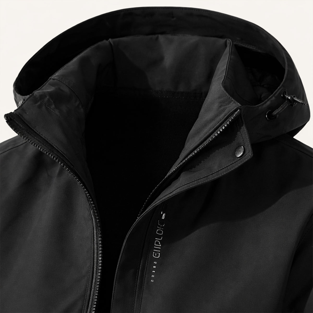 Mia | Men's Waterproof Rain Jacket Black Hooded Windproof