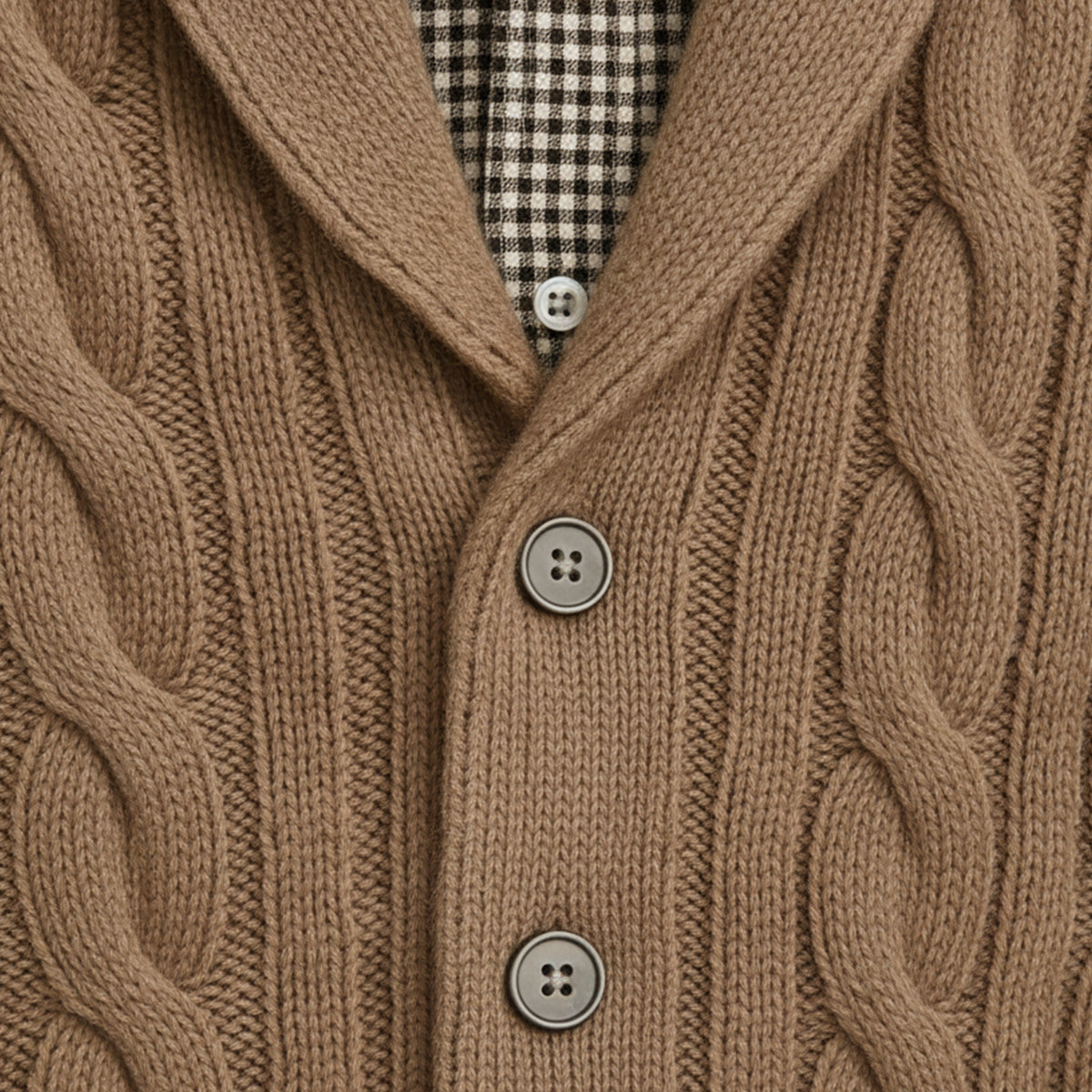 Bram | Men's Cable Knit Cardigan Beige Button Up
